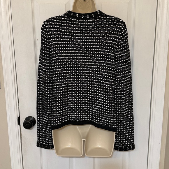 White House Black Market Bouclé Knit Jacket Black Cardigan Size M - Picture 4 of 5